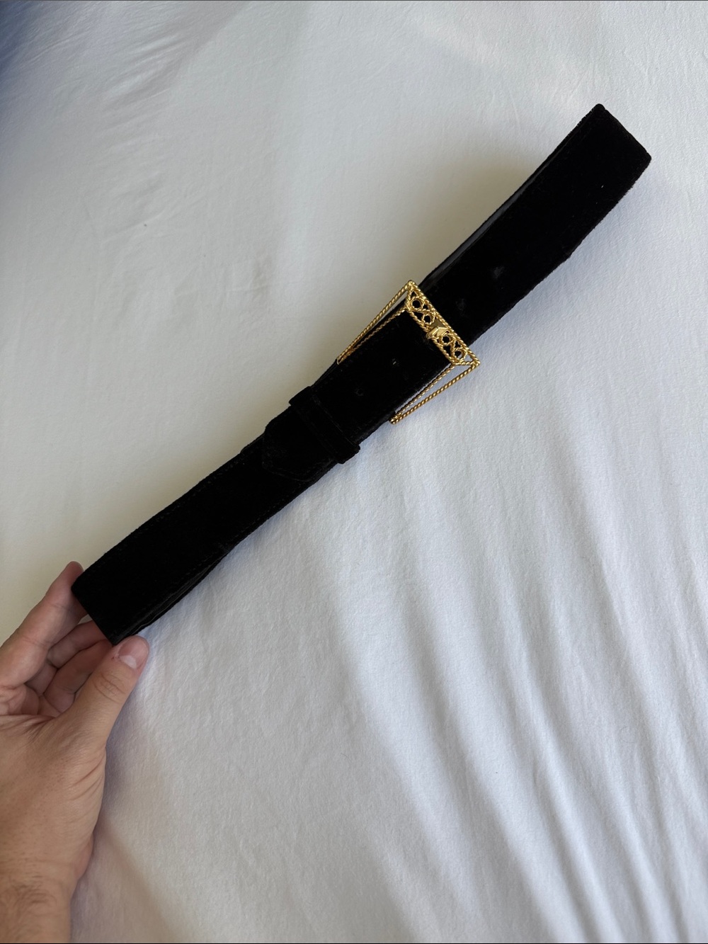 Club Privé Black Velvet belt with Golden filigree buckle